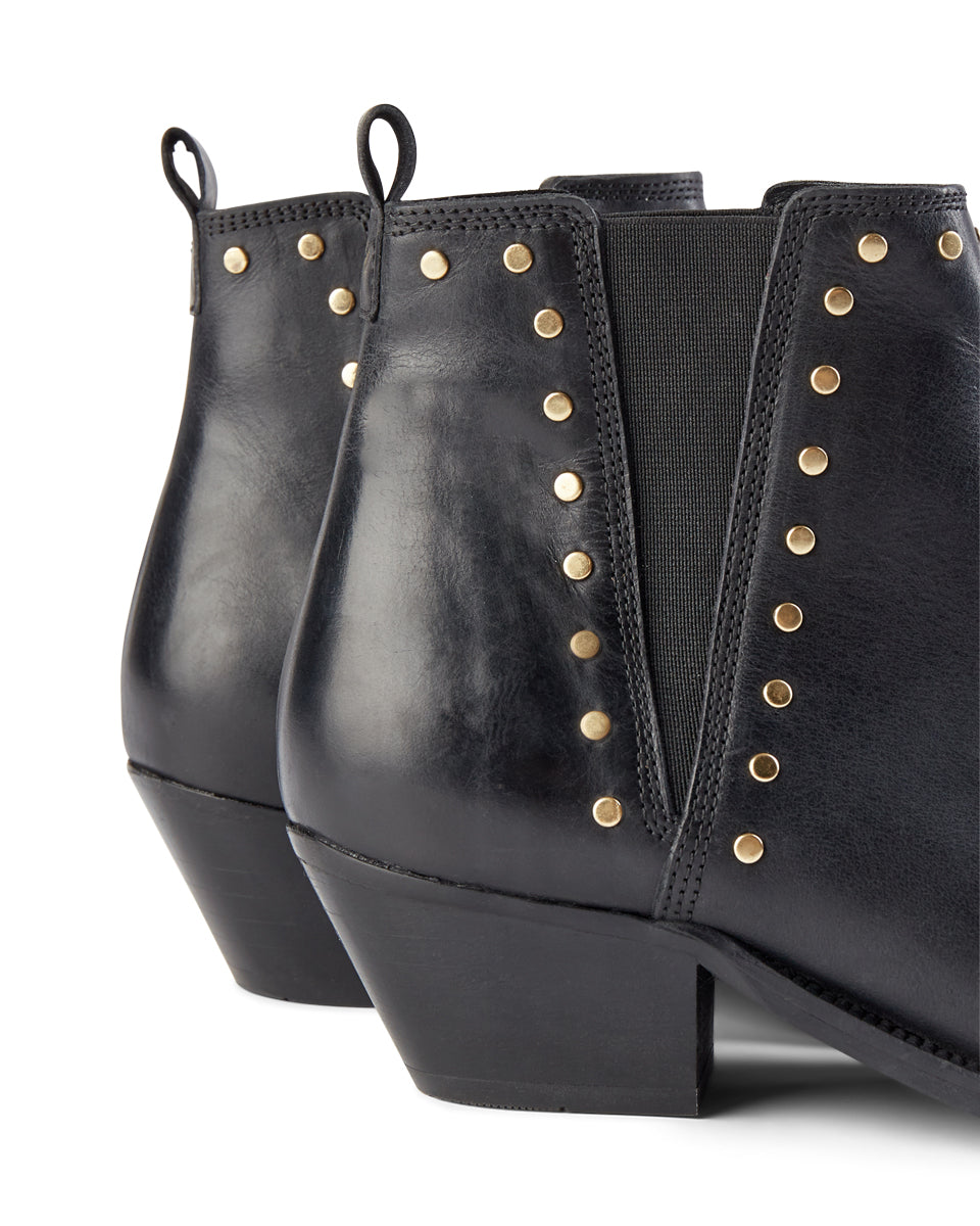 SHOE THE BEAR WOMENS Arietta Studs Læder Chelsea Støvle Ankle Boots 110 BLACK