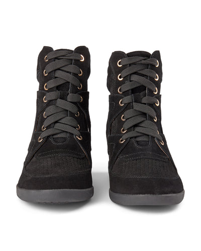 SHOE THE BEAR WOMENS Emmy Lace Ruskinds Sneaker med Kilehæl Wedge 110 BLACK