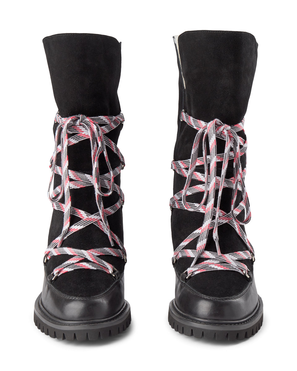 SHOE THE BEAR WOMENS Fara Snow Ruskinds Støvle med Kilehæl Boots 110 BLACK