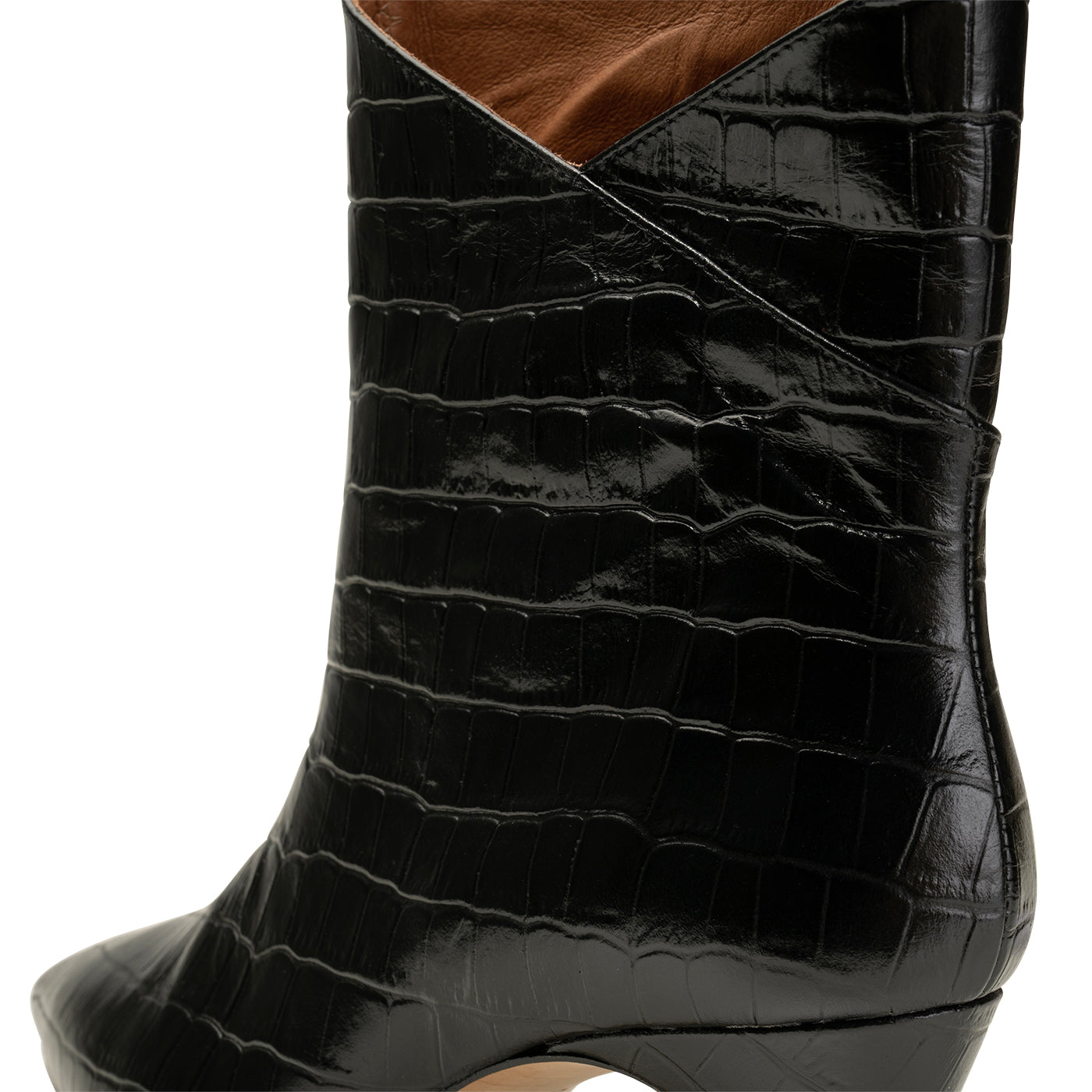 SHOE THE BEAR WOMENS Paula støvle læder Ankle Boots 112 BLACK CROCO