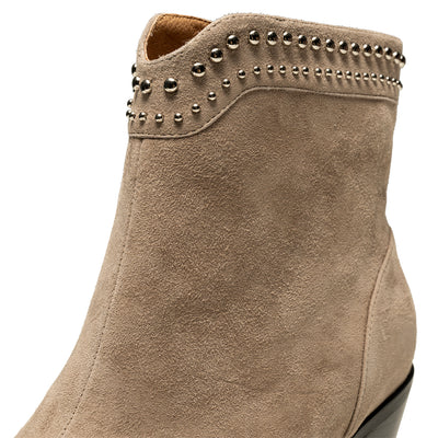 SHOE THE BEAR WOMENS Annika western stud ruskind Boots 160 TAUPE