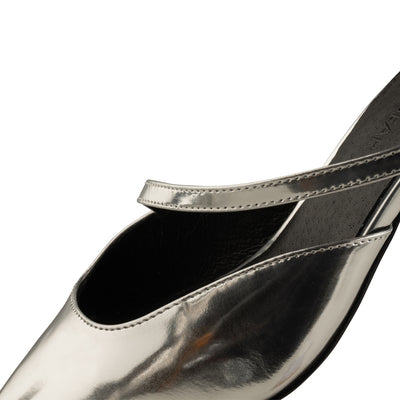SHOE THE BEAR WOMENS STB-Alberte Metallic Heel Sandals 985 SILVER METALLIC