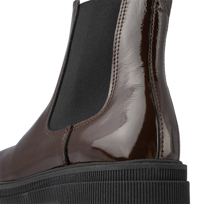 SHOE THE BEAR WOMENS STB-Sanna Chelsea Patent Chelsea Boots 063 Chocolate