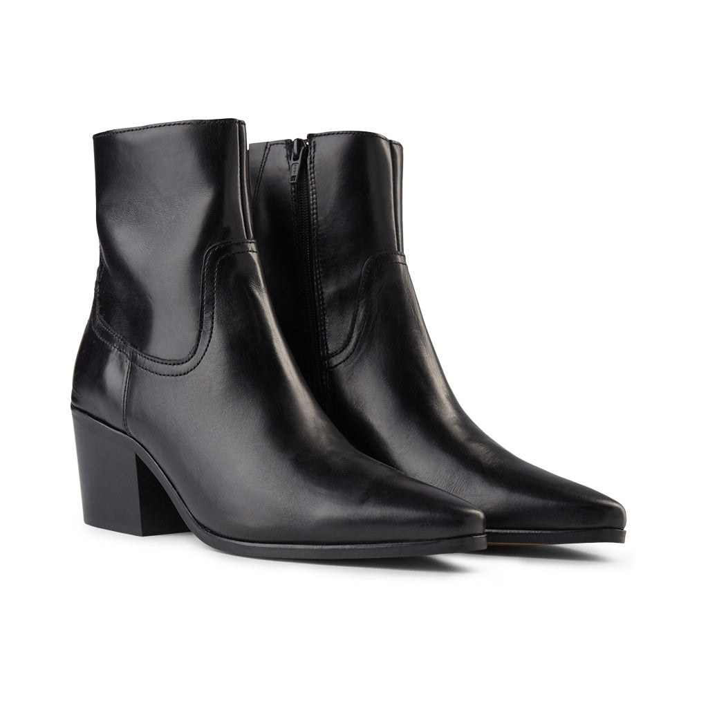 SHOE THE BEAR WOMENS Georgia Læder Støvle Ankle Boots 110 BLACK